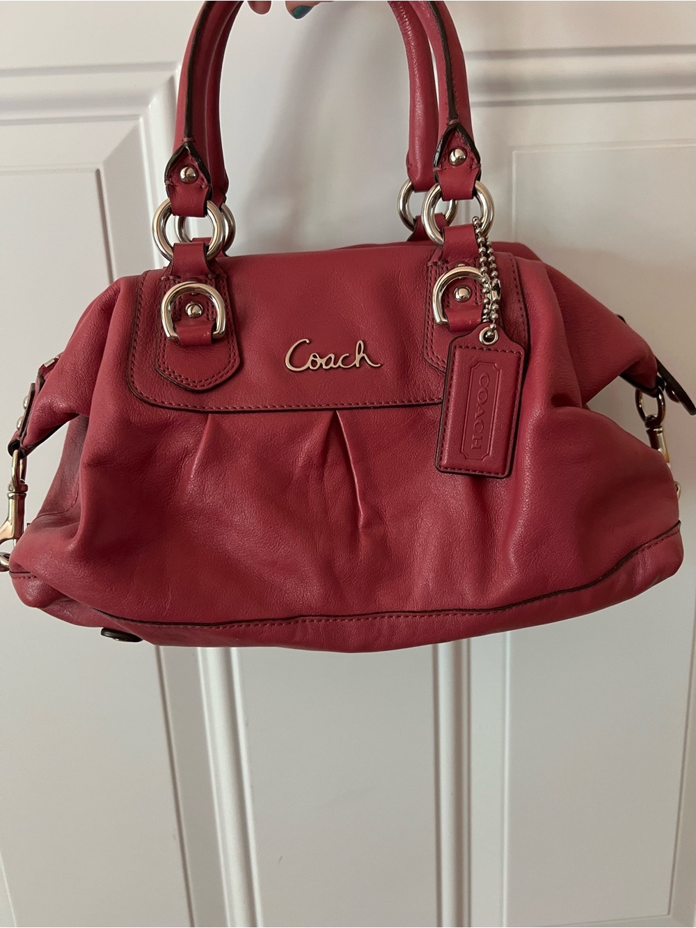 Vintage Y2K Coach Red Leather Satchel with Gold Hardware